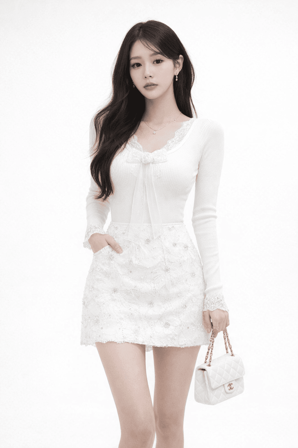 입체 플라워 페더 시퀸 미니스커트 - View 2