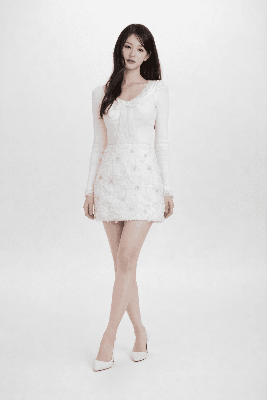 입체 플라워 페더 시퀸 미니스커트 - View 4